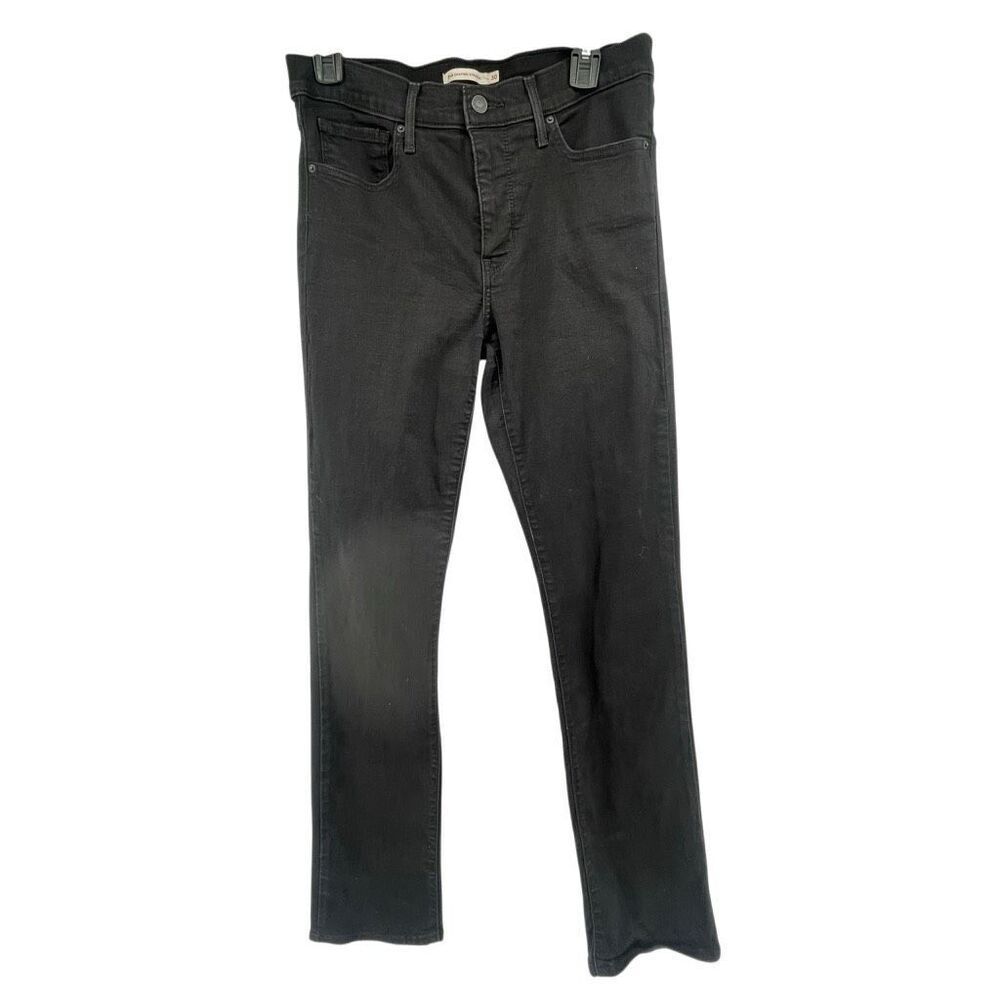 Levi’s 314 Shaping Straight Black Women’s Jeans Mid Rise Tummy Control 30x32 - Picture 2 of 15